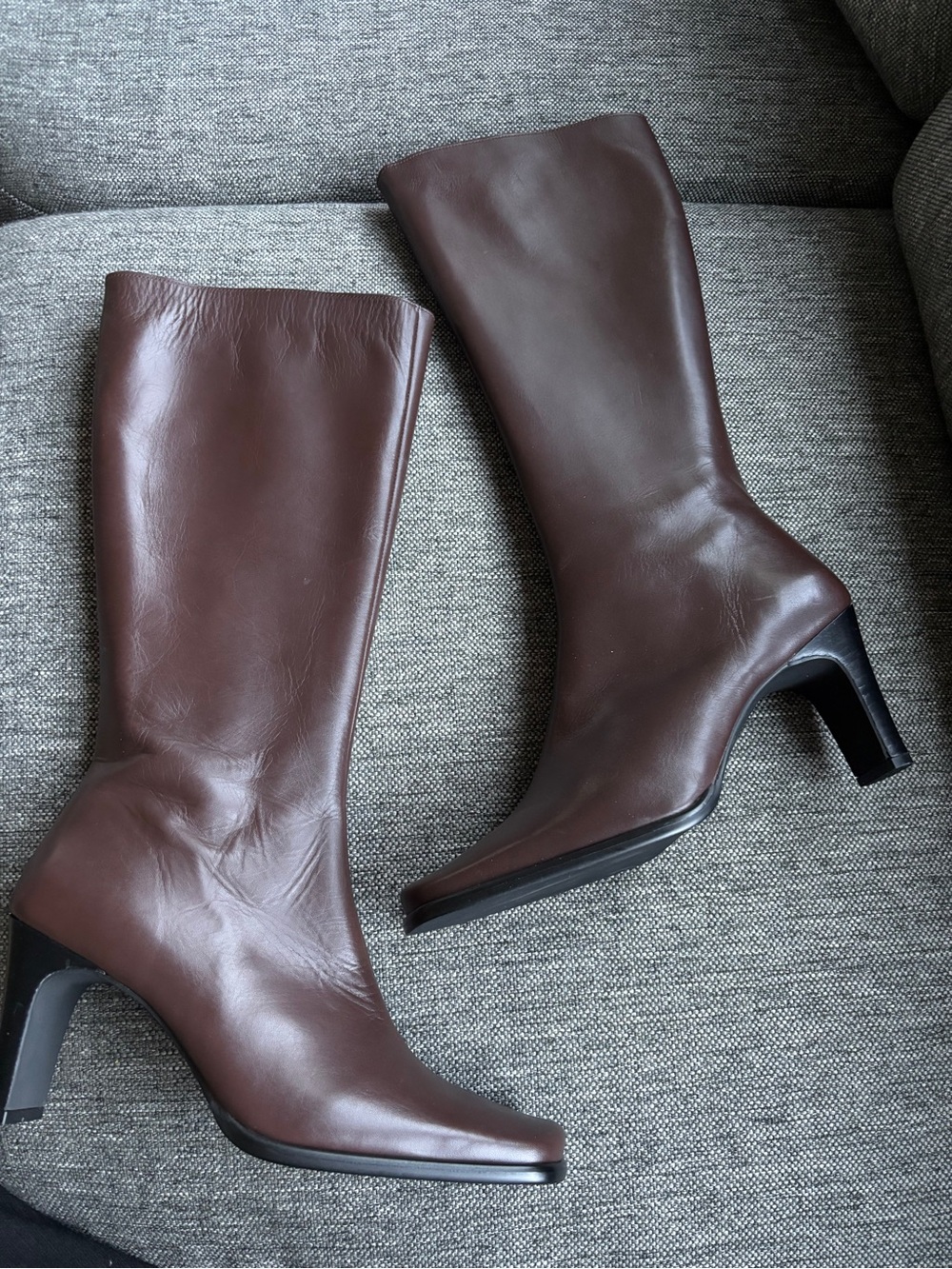 Leather square toe heel boots made in japan women’s 9